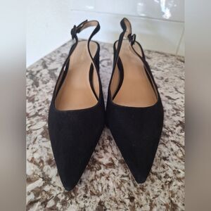 Ann Taylor Black Suedr Mule Flats Size 7.5 M